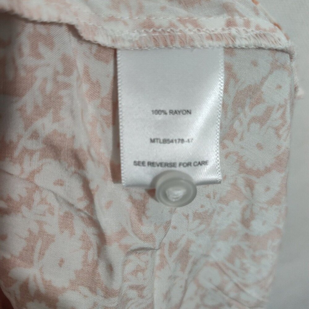Lost Wander Button Up Tie Front Top Women Size S Pink White Floral 3/4 Sleeve - Picture 8 of 9